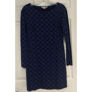 BODEN BLUE Geometric Print SOFT COTTON JERSEY DRESS Us 6 Knee Length